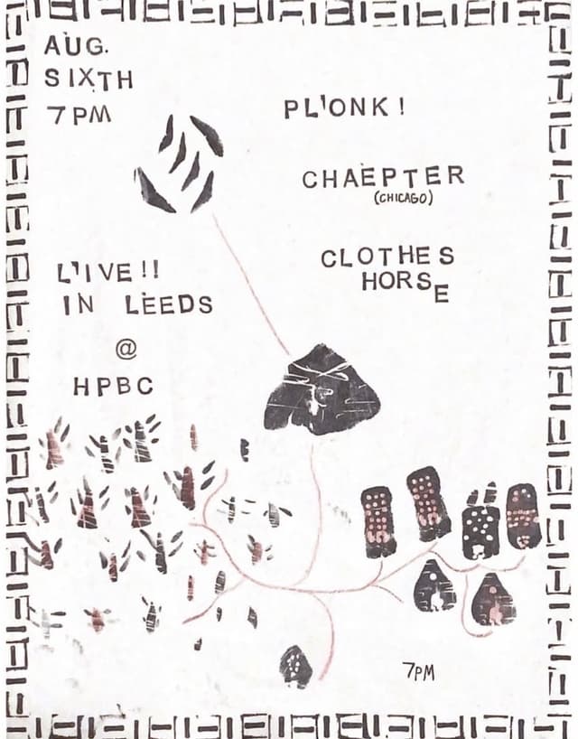 Poster for Chaepter (Chicago) // Plonk! // Clothes Horse at Hyde Park Book Club, Leeds