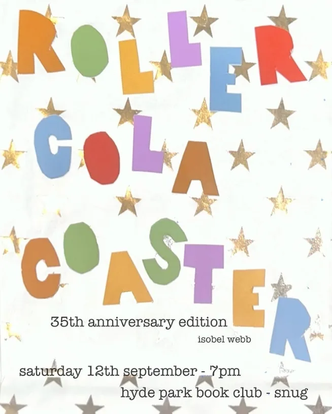 Poster for Roller Cola Coaster at Hyde Park Book Club, Leeds