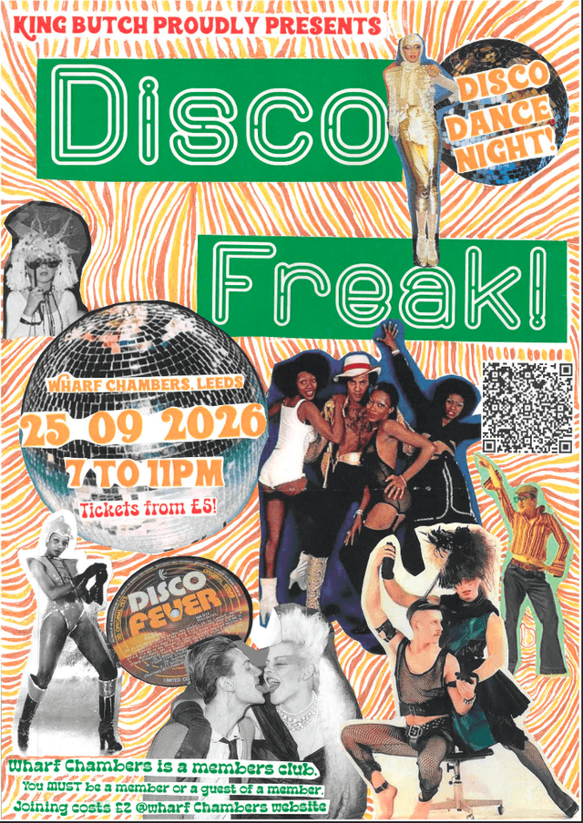 Poster for DISCO FREAK! An 80s-inspired disco dance night